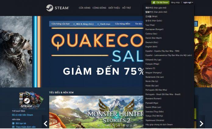 Steam hỗ trợ rất nhiều ngôn ngữ (Ảnh: BlogAnChoi).
