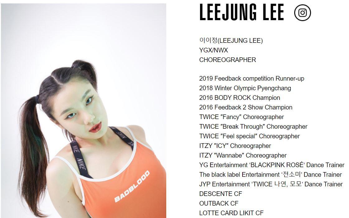 LeeJung là biên đạo, vũ công thuộc YGX (Nguồn: Internet).