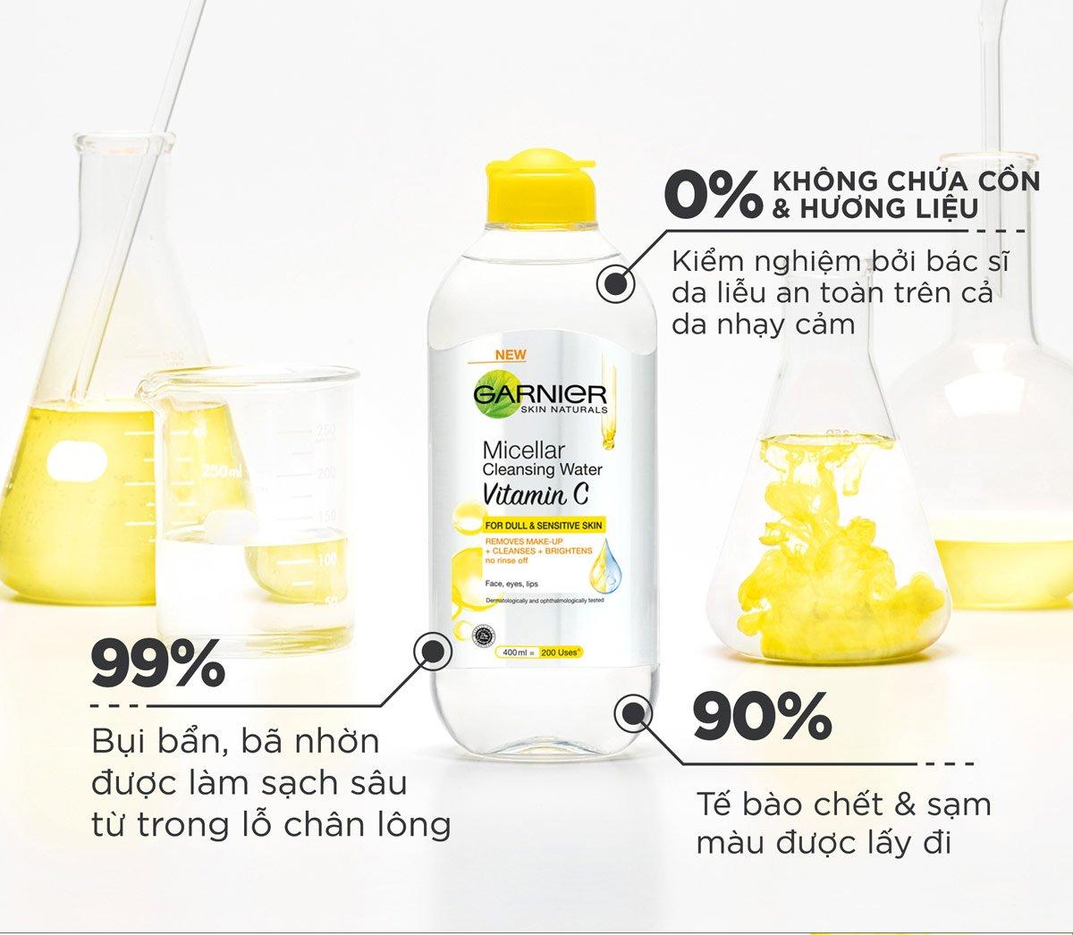 Nước Tẩy Trang Garnier Micellar Cleansing Water Vitamin C 400ml