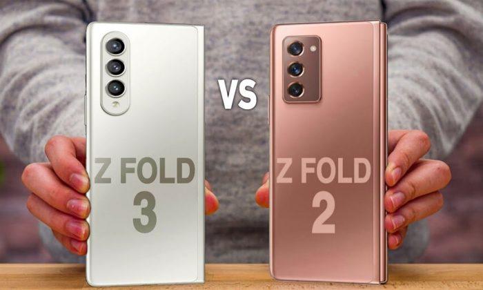 Cách bố trí camera của Z Fold 3 so với Z Fold 2 (Ảnh: Internet).
