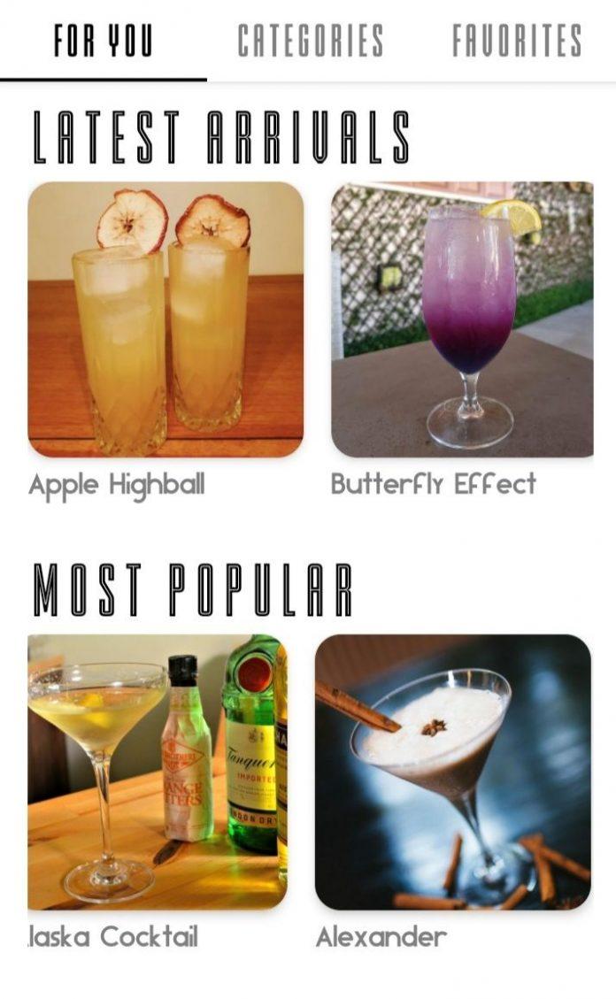 Các loại cocktail được ứng dụng đề xuất cho bạn (Ảnh: Internet).