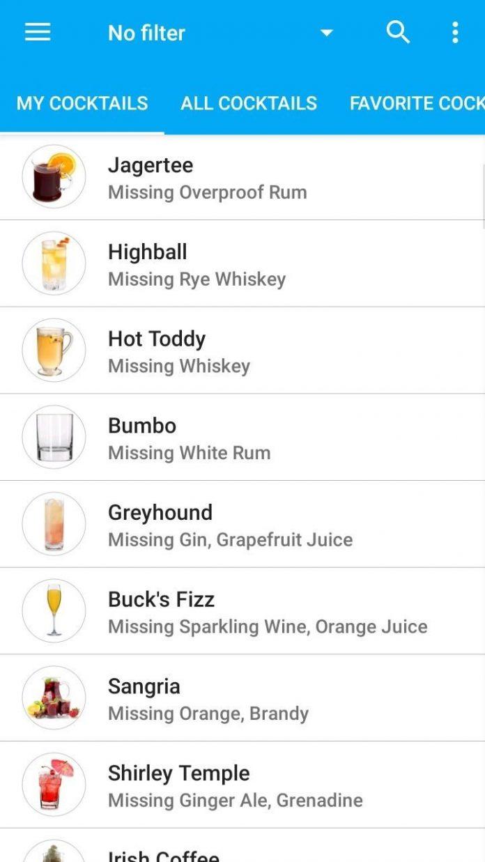 Giao diện đơn giản của ứng dụng My Cocktail Bar (Ảnh: Internet).