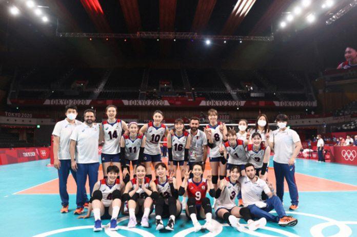Đội tuyển bóng chuyền nữ Hàn Quốc tham gia thế vận hội tại Tokyo Nhật Bản 2020. (Ảnh: Internet).