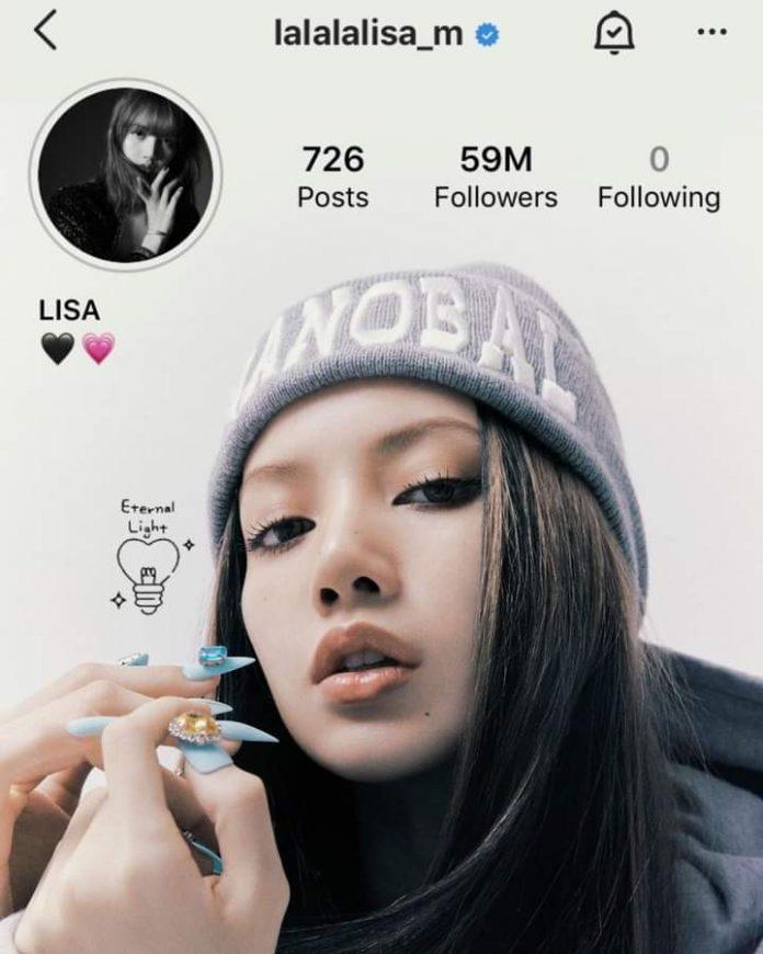 Tài khoản Instagram của cô nàng chạm mốc hơn 59 triệu followers (Nguồn: Page "Eternal Light - LISA BlackPink Vietnam Fanpage").