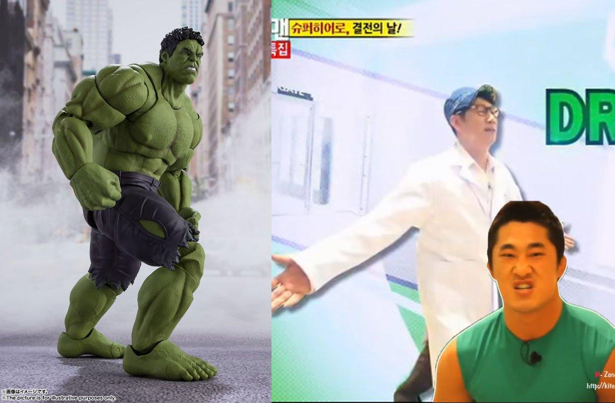 Ji Suk Jin vai Hulk: Làm cho nhịp tim tăng lên 170 sẽ biến thành Hulk trong vòng 5 phút, hết 5p tự động trở lại bình thường. (Ảnh: Internet).