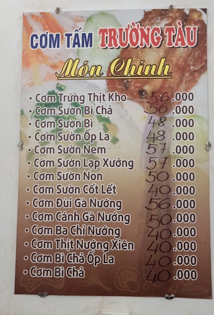 Menu của quán. (Ảnh: Internet)