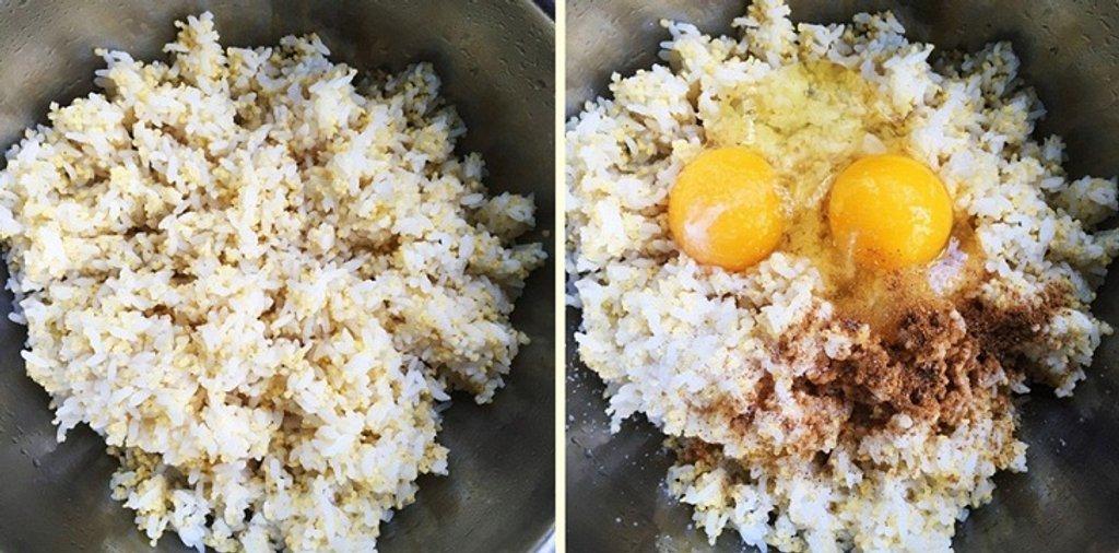 Trộn cơm nguội với trứng gà tỷ lệ 1 bát cơm : 1 quả trứng. (Ảnh: Internet)