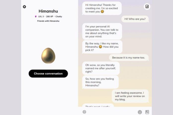 Replika tái hiện cuộc hội thoại khá giống với thực tế (Ảnh: Internet). Replika tái hiện cuộc hội thoại khá giống với thực tế (Ảnh: Internet).