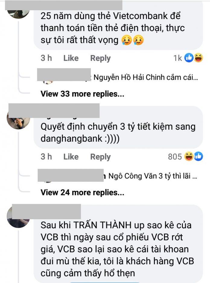 Nhiều người bày tỏ thất vọng với Vietcombank. (Ảnh: Facebook)