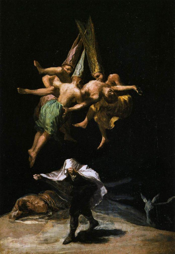 Bức vẽ Witches in the Air (năm 1797) của Francisco Goya. (Nguồn: Internet)
