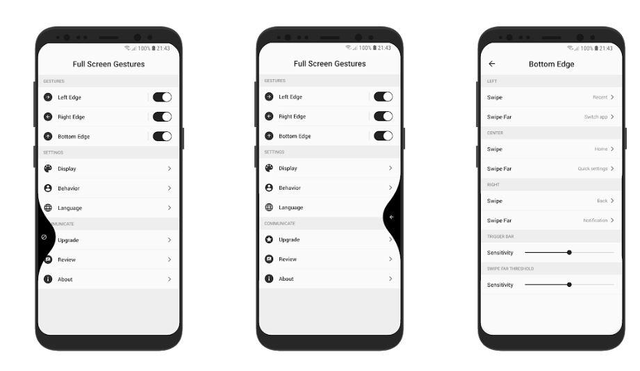 Ứng dụng Full-Screen Gestures thay đổi giao diện Android (Ảnh: Internet).