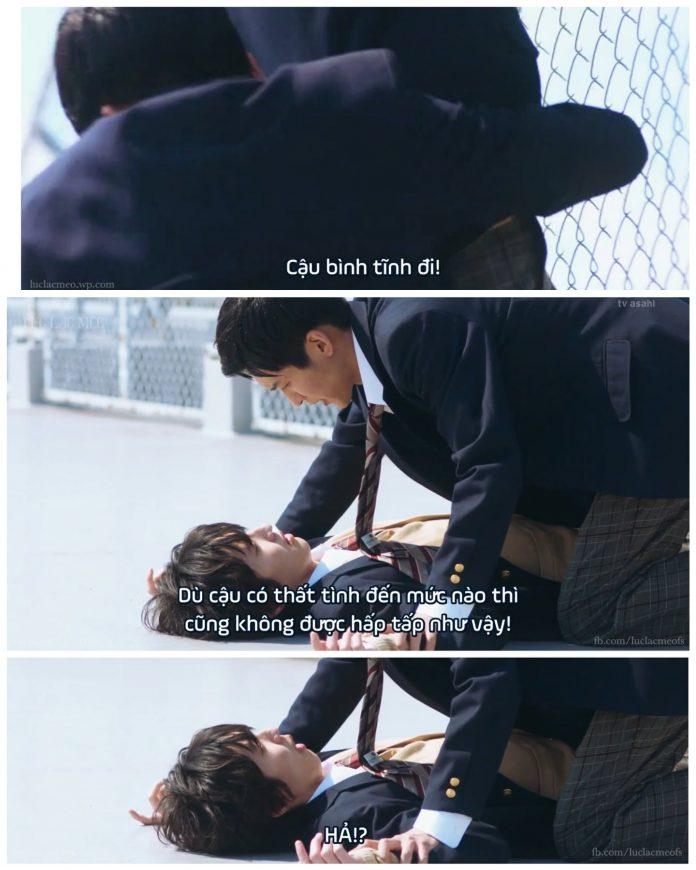 Người ta có định nhảy lầu đâu mà đè người ta ra thế Ida-kun. (Ảnh: Internet)