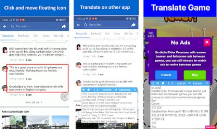 Ứng dụng dịch hình ảnh Translate On Screen trên điện thoại (Ảnh: Internet).