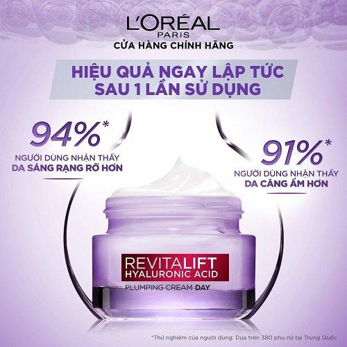 Kem dưỡng L’Oreal Revitalift Hyaluronic Acid Plumping Day Cream đem đến làn da ẩm mịn suốt ngày dài ( Nguồn: internet)