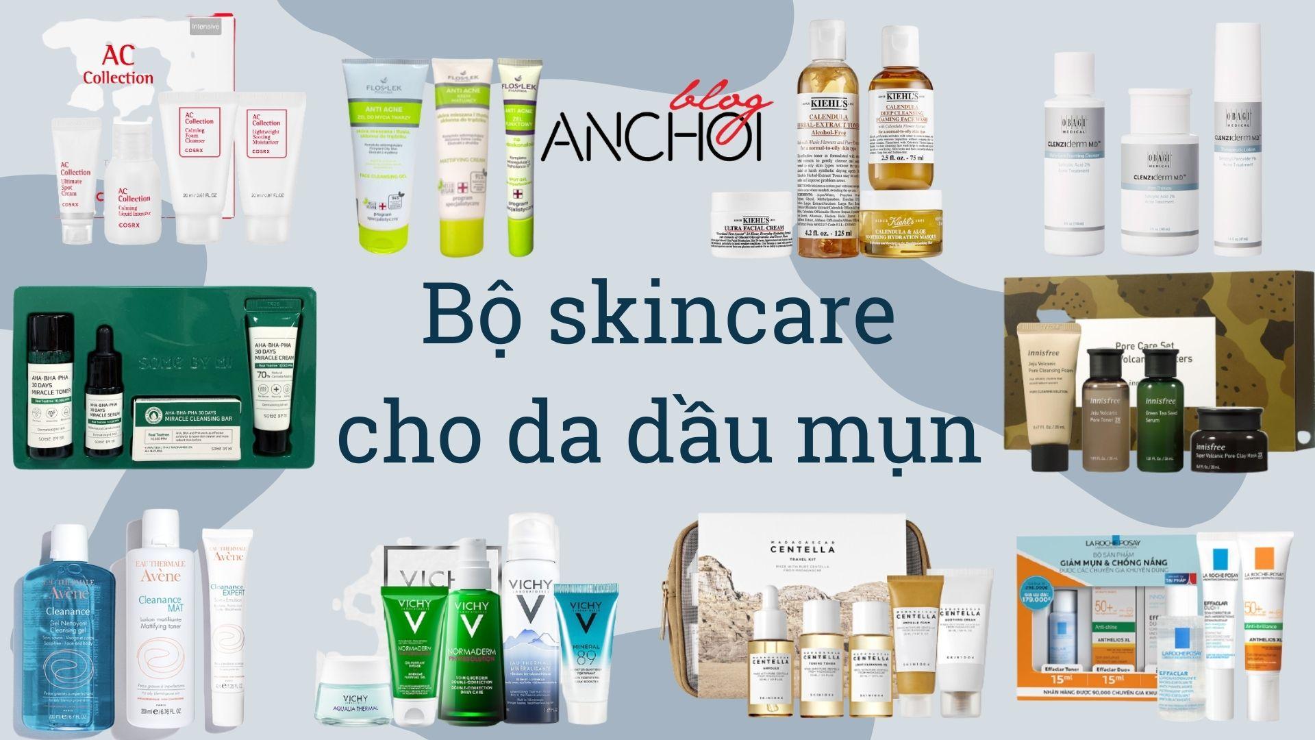Top 10 Bộ Skincare Cho Da Dầu Mụn Cân Bằng Dầu Thừa Kháng Viêm Trị