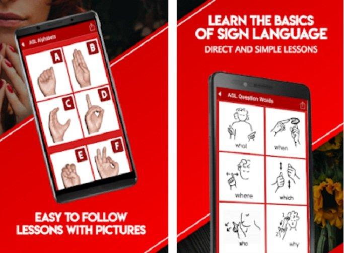 Ứng dụng tự học ngôn ngữ ký hiệu Sign Language For Beginners trên điện thoại (Ảnh: Internet). Ứng dụng tự học ngôn ngữ ký hiệu Sign Language For Beginners trên điện thoại (Ảnh: Internet).