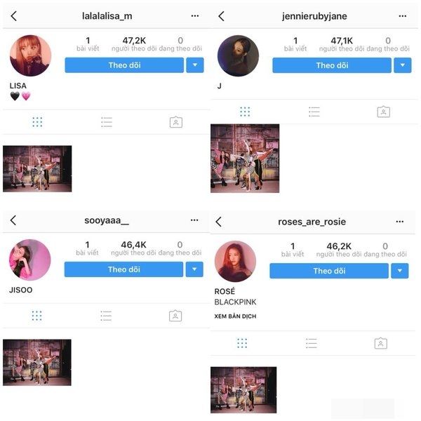 Bức ảnh đầu tiên trên Instagram của BLACKPINK là ảnh nhóm và tag tên nhau. (Ảnh: Internet)