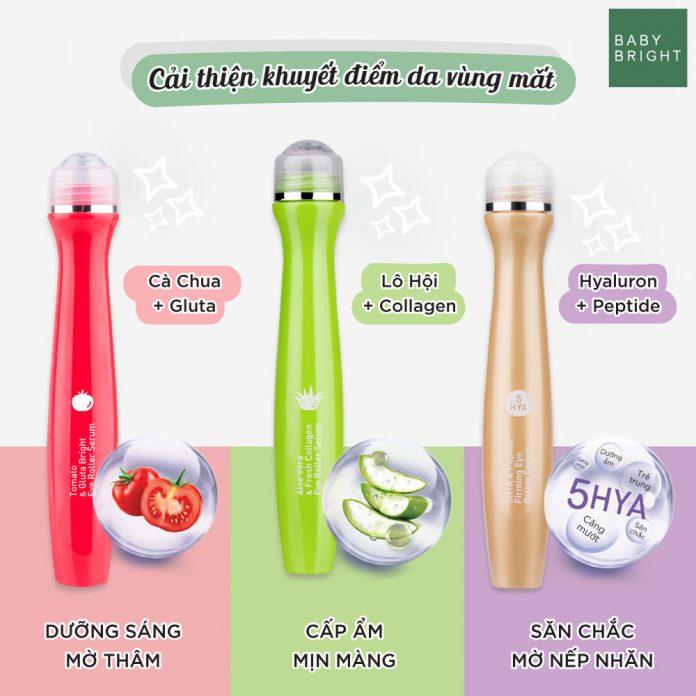 Bộ ba phiên bản mới nhất trong bộ sưu tập cây lăn mắt Baby Bright Eye Roller Serum (Nguồn: internet)