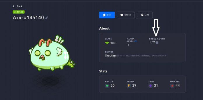 Số lần sinh sản ảnh hưởng đến giá cả Axie (Ảnh: Internet).