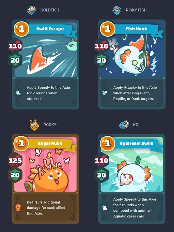 Thẻ bài dùng để điều khiển Axie ra đòn khi chiến đấu (Ảnh: Internet).