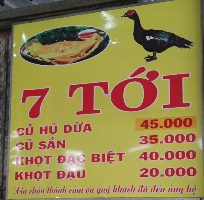 Menu của quán. (Ảnh: Internet)