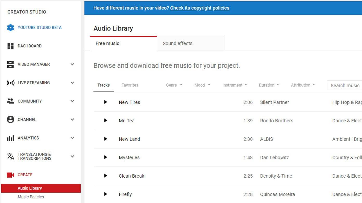 Thư viện nhạc của YouTube Music (Ảnh: Internet).