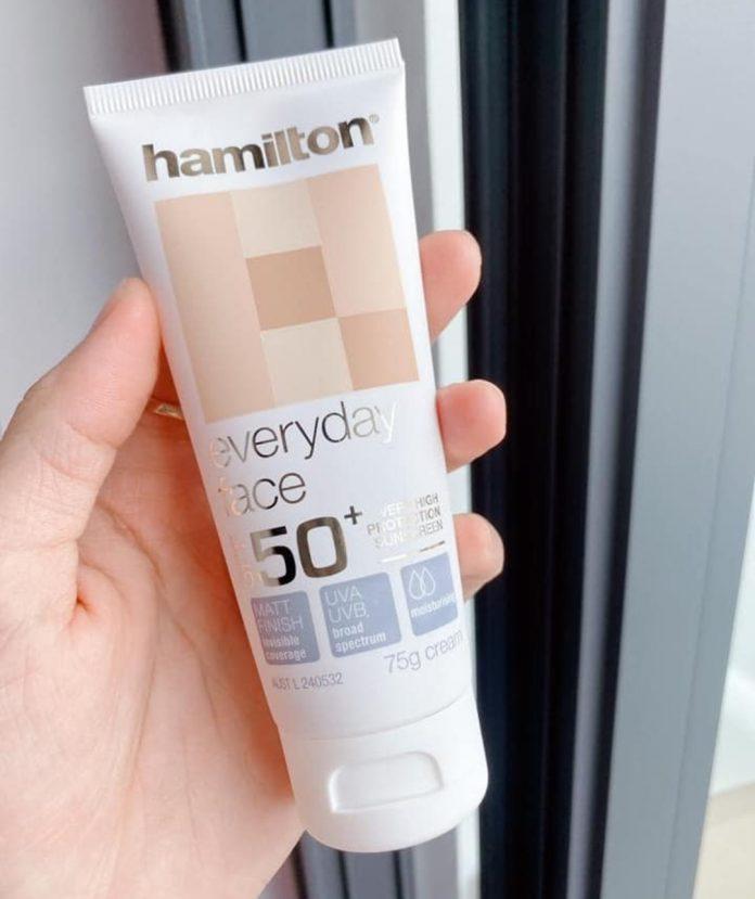 Kem chống nắng kiềm dầu Hamilton Everyday Face Cream SPF50+ (Ảnh: Internet).