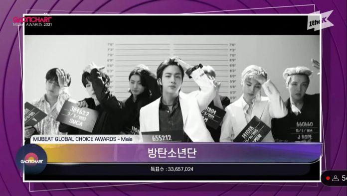 BTS thắng giải Mubeat Global Choice (Bình chọn Mubeat toàn cầu) tại Gaon lần thứ 11. (Ảnh: Internet).