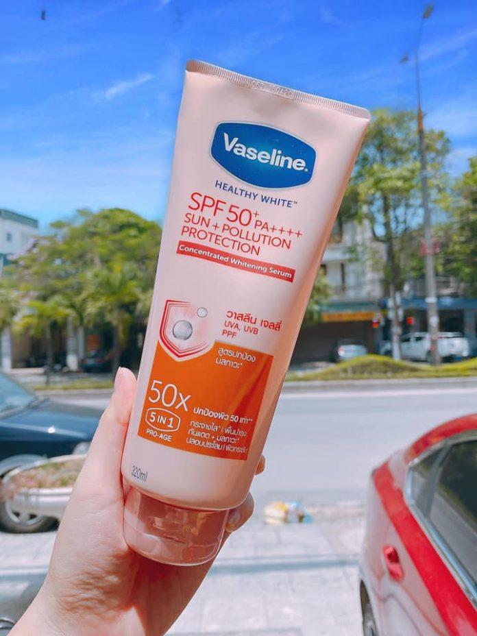 Serum chống nắng cơ thể bảo vệ da VASELINE Healthy Bright SPF50+ PA++++ Sun + Pollution Protection Concentrated Brightening Serum