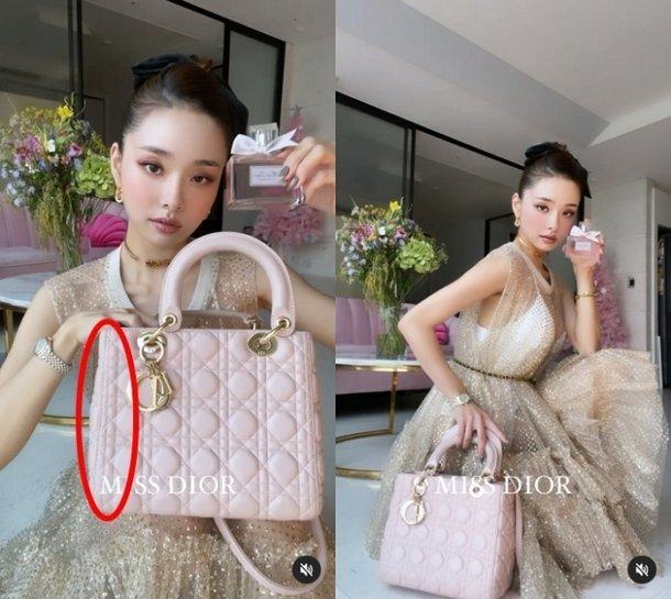 JiA thậm chí còn bị nghi ngờ "khoe" túi Dior fake ngay trên bài đang PR nước hoa của Dior (Nguồn: Internet)