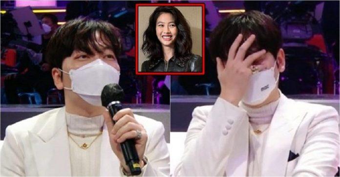 Lee Dong-hwi biểu cảm đáng yêu khi Jeong Ho-yeon bất ngờ được nhắc tên tại lễ trao giải MBC Entertainment Awards (Ảnh: Internet).