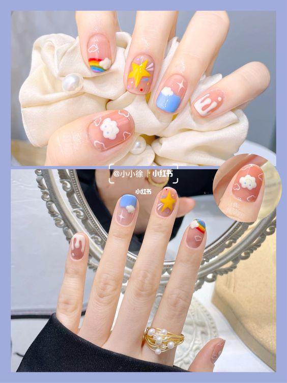 Mẫu nail họa tiết đáng yêu (ảnh: internet)