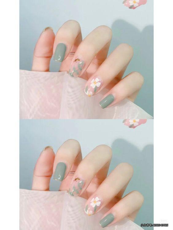 Mẫu nail họa tiết hoa đẹp nhẹ nhàng, dễ thương (ảnh: internet)