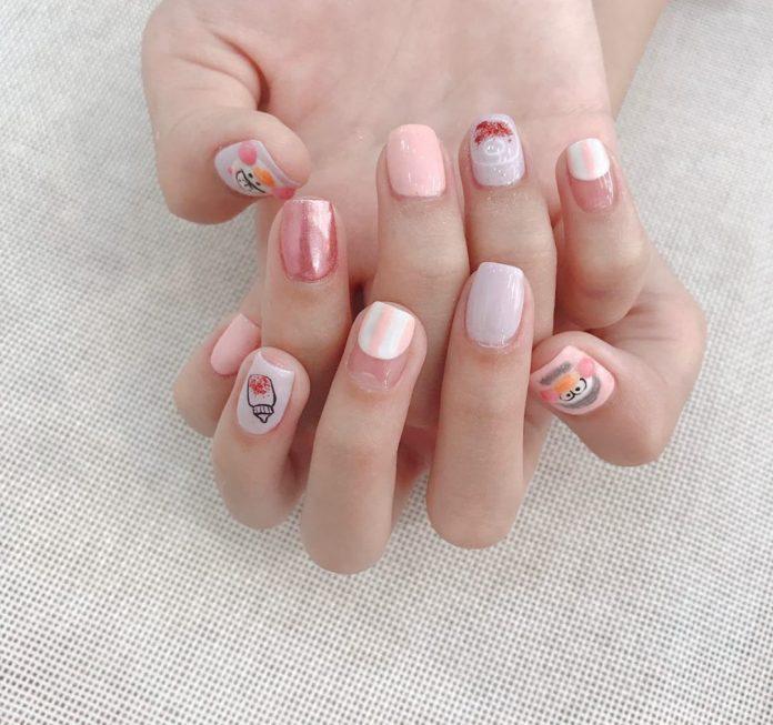 Mẫu nail họa tiết ngộ nghĩnh dễ thương (ảnh: internet)