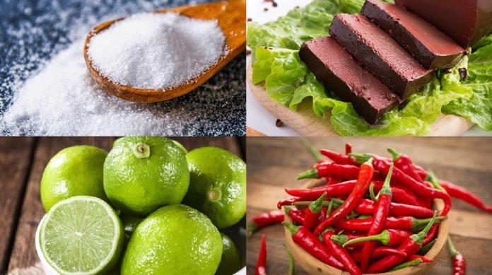 Nguyên liệu làm nước chấm tiết gà luộc (Ảnh: Internet)