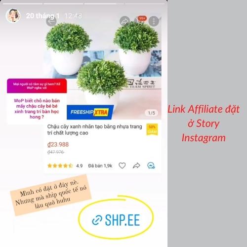 Rải link Shopee Affiliate trên nền tảng Instagram (Nguồn: BlogAnChoi).