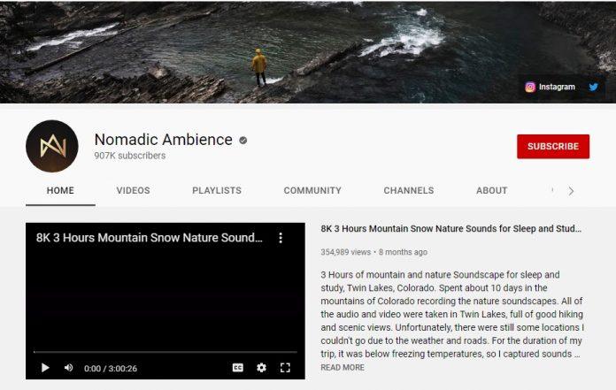 Kênh YouTube Nomadic Ambience (Ảnh: BlogAnChoi).