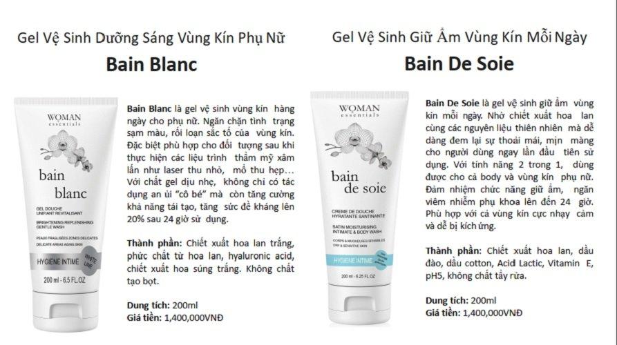 Tổng kết về hai sản phẩm vệ sinh vùng kín hằng ngày Bain De Soie và Bain Blanc (Ảnh: Internet)