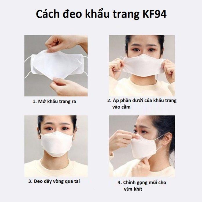 Cách đeo khẩu trang KF94 (Ảnh: Internet).