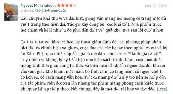 Cảm nhận của độc giả về Danh gia cổ vật (Kỳ án Đầu Phật) (Nguồn: BlogAnChoi)