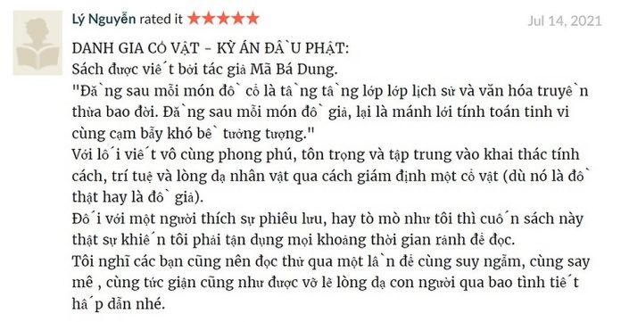 Cảm nhận của độc giả về Danh gia cổ vật (Kỳ án Đầu Phật) (Nguồn: BlogAnChoi)