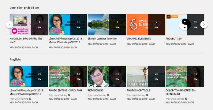 Giao diện các playlist trên kênh Thuỳ Uyên Training (Nguồn: BlogAnChoi) Giao diện các playlist trên kênh Thuỳ Uyên Training (Nguồn: BlogAnChoi)