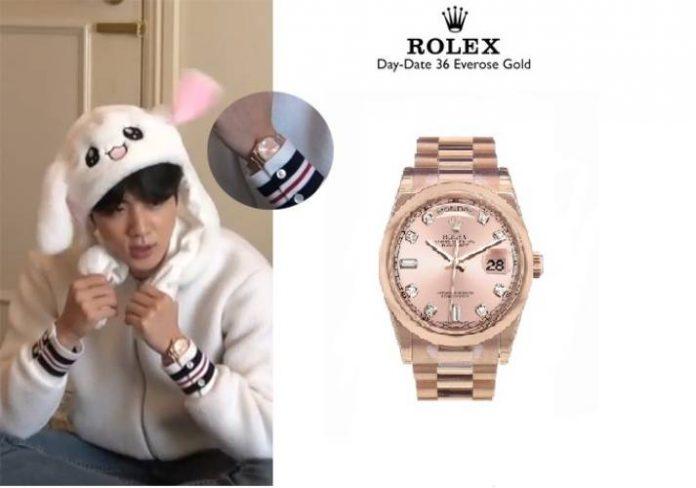 Jin với chiếc Rolex Oyster Perpetual Day-Date 36 trong tập 60 của Run BTS! (Nguồn: Internet)