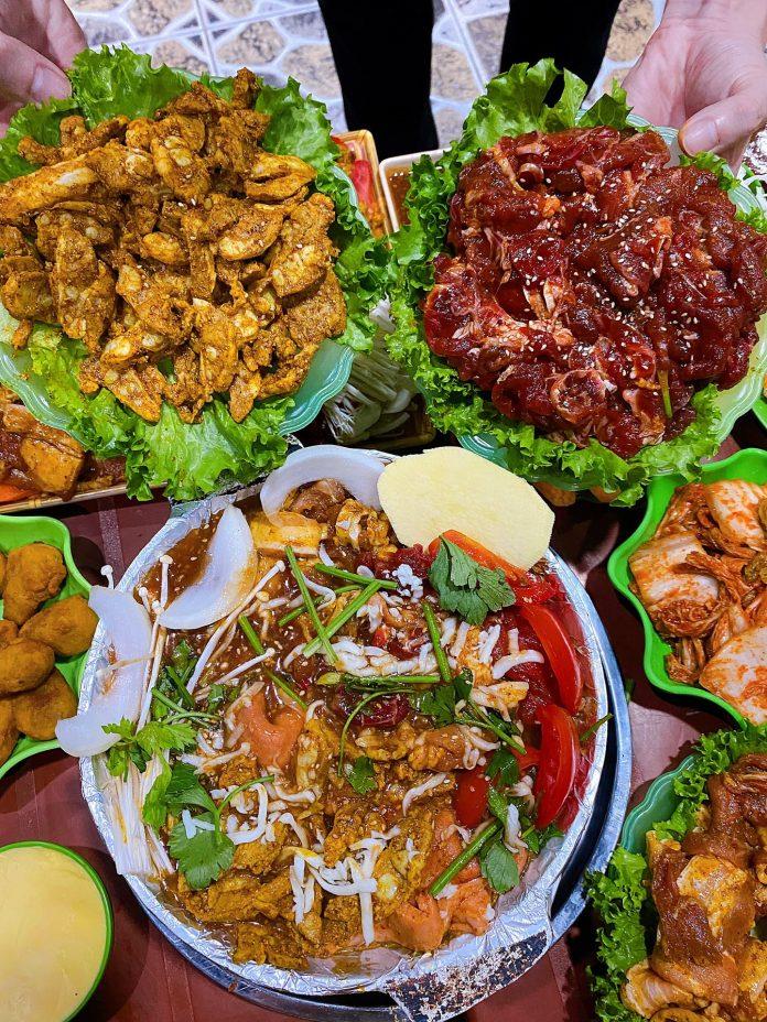 Buffet nướng nậm bò nổi tiếng phố Gầm Cầu. (Ảnh: Internet)