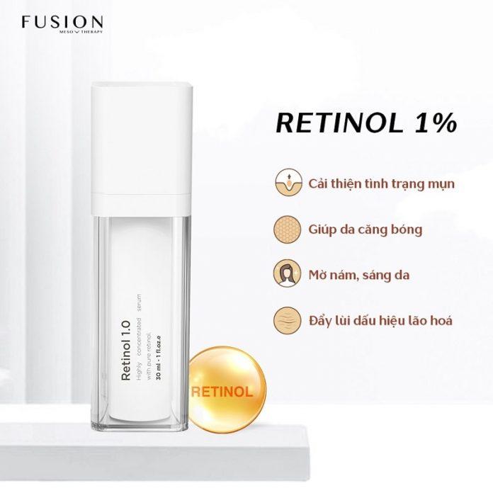 Serum retinol của Fussion Meso có kết cấu dạng kem mịn, không gây bết dính