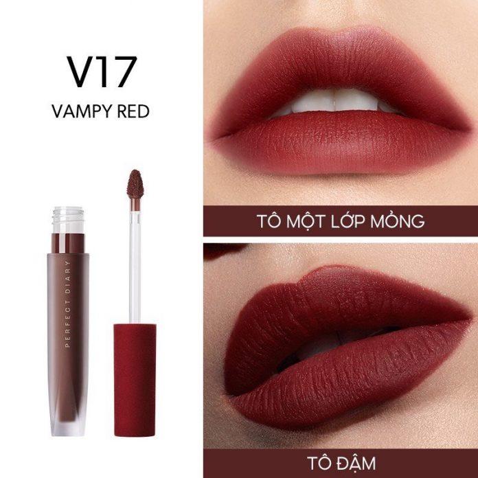 Son kem Perfect Diary Glamour Select Velvet Liquid Lipstick - V17 Vampy Red