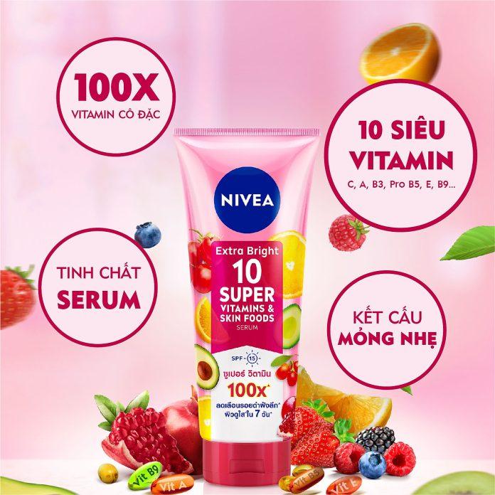 Serum dưỡng thể Nivea Extra Bright 10 Super Vitamins & Skin Foods Lotion (Nguồn: Internet)