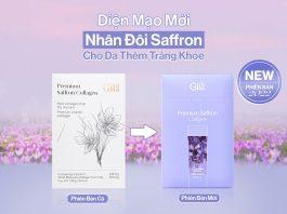 Bao bì của bột uống collagen Gilaa Premium Saffron Collagen được thay đổi nắm bắt xu hướng mới mẻ, hiện đại hơn (nguồn: internet)