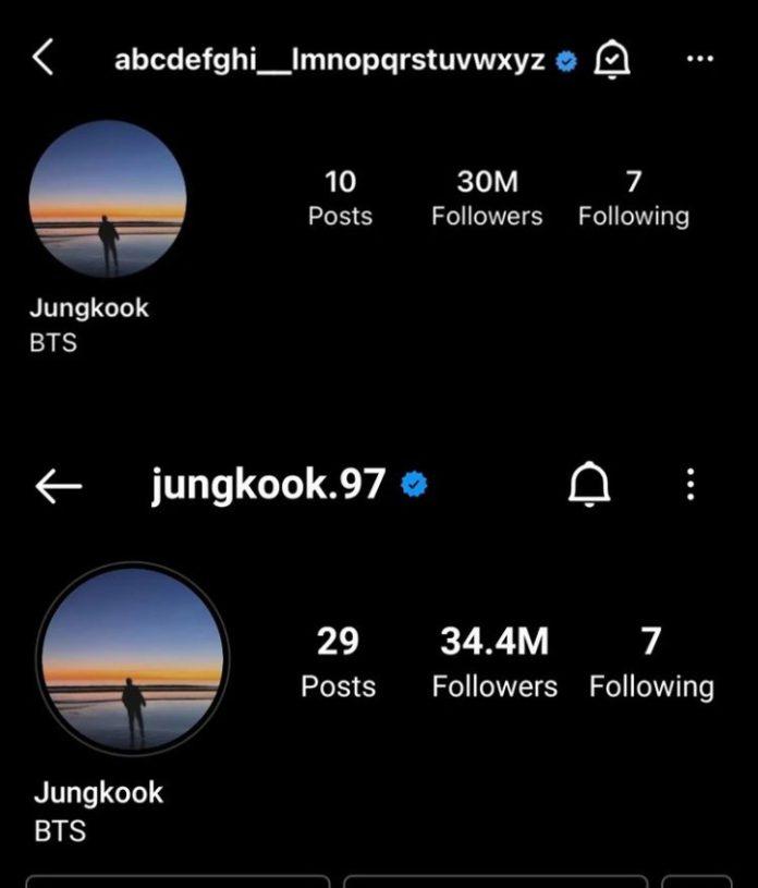 Tài khoản của Jungkook có tên độc đáo trước đây. Và hiện tại cậu chàng mới đổi sang @jungkook.97. Theo lời chia sẻ của Jungkook, anh chàng thay đổi vì tên cũ quá dài (Ảnh: Internet)