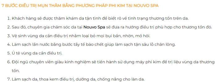 Quy trình điều trị mụn thâm chỉ với 7 bước tại spa (Nguồn: Nouvo spa)